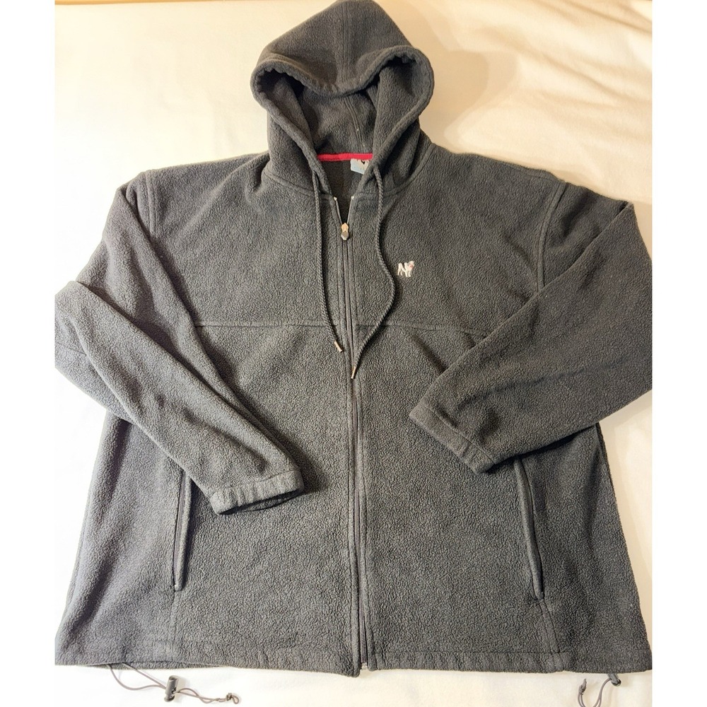 Vintage Big Dogs Polar Dogs High Tech Gear Fleece Full Zip Hooded Black Size XL